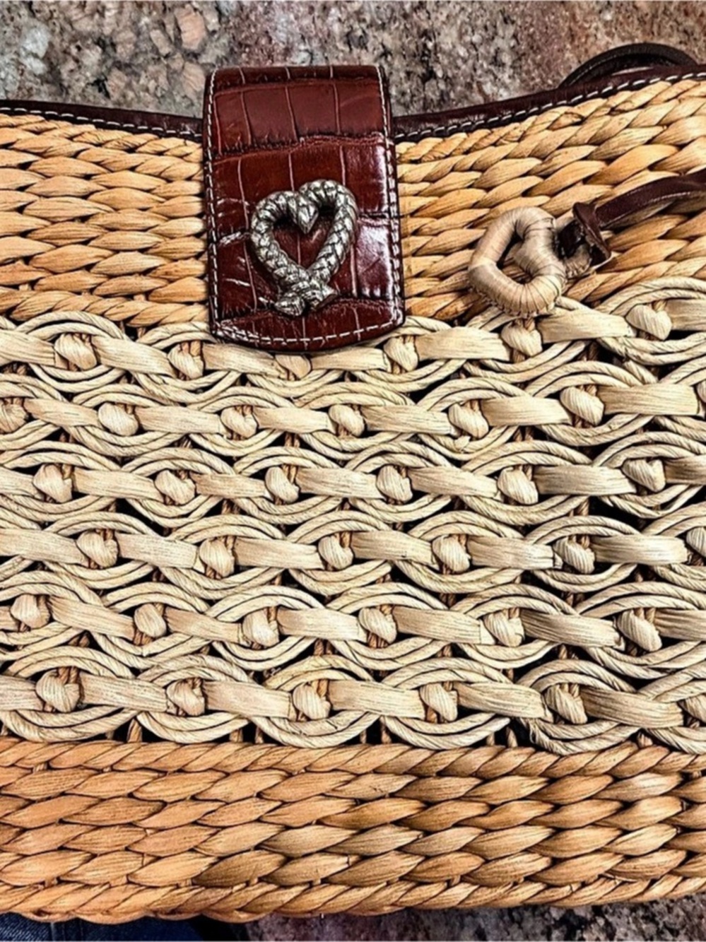 Brighton Woven Shoulder Bag in Tan & Brown